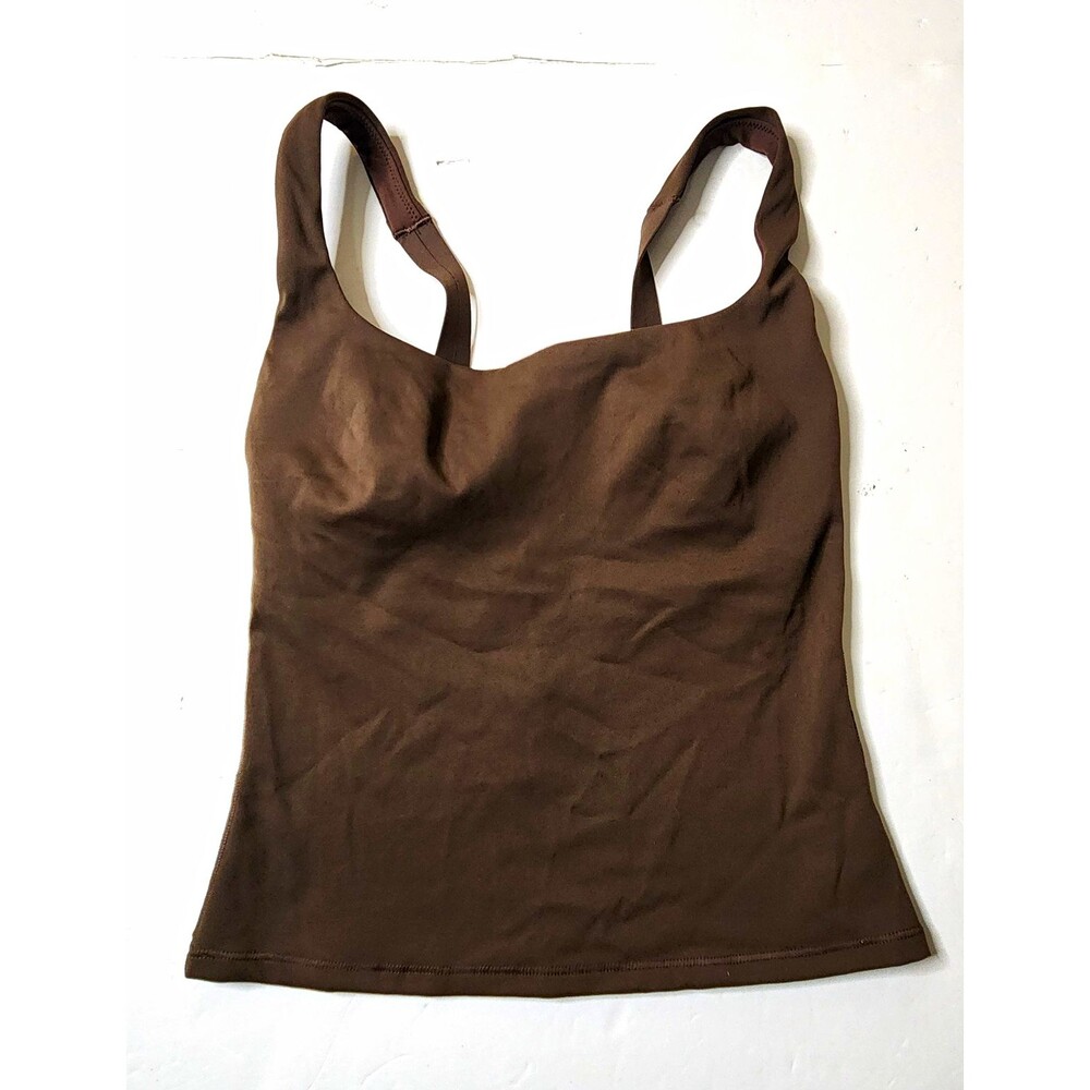 Nike x SKIMS Dri-FIT Square Neck Tank Top Built-In Bra Stretch 2XS Dark Sepia